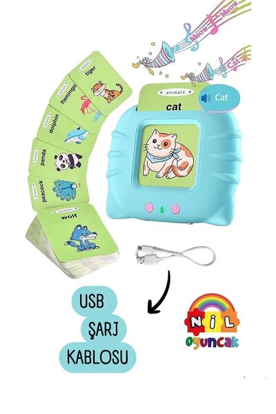 ela777 Erken Eğitim Ingilizce-Sesli Flash Kartları Seti (224 Nesne)