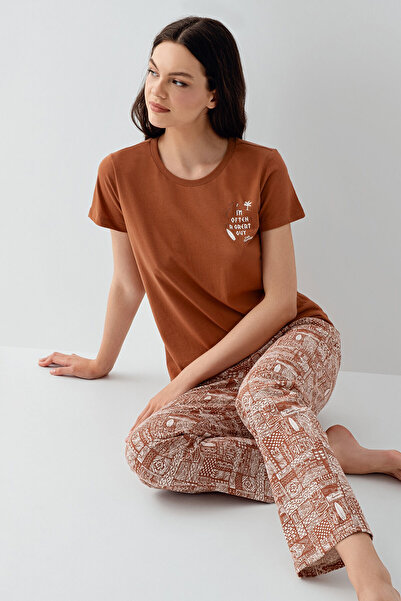 Arnetta Costum de pijama maro pentru femei