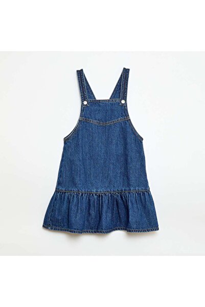KIABI Denim Short Overalls Dress BLUE