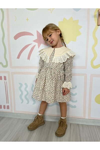 Butik فستان لايلا فيستو للفتيات بياقة مزينة بالزهور