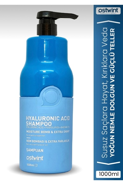 Ostwint Hyaluronic Acid Şampuan Nem Bombası & Ekstra Parlaklık 1000ml