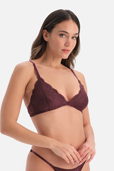 Dagi Burgundy Lace Detailed Bra