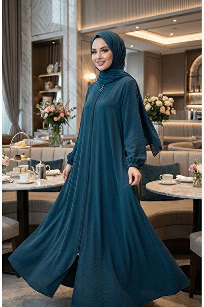 sefamerve Aerobin Fabric Sleeve Elastic Zippered Mevlana Ferace 4140-05 Petrol