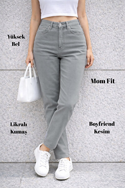 CEDY DENIM Mom Fit Jean Висока талія Boyfriend Крій Лікра Камінь Жіночі джинс...