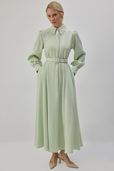 Touché Privé Belted Satin Shirt Dress