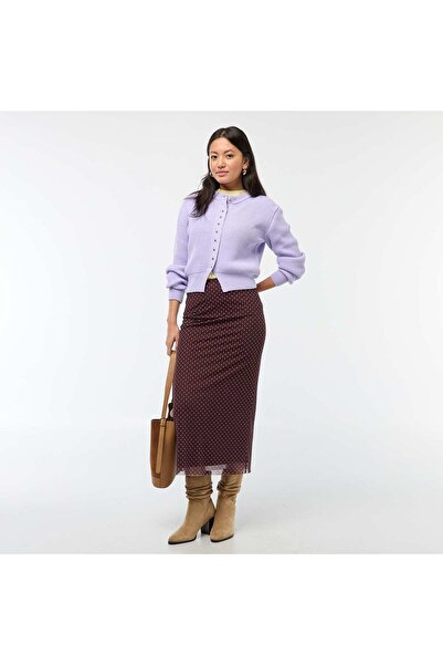 KIABI Polka Dot Mesh Maxi Skirt BROWN