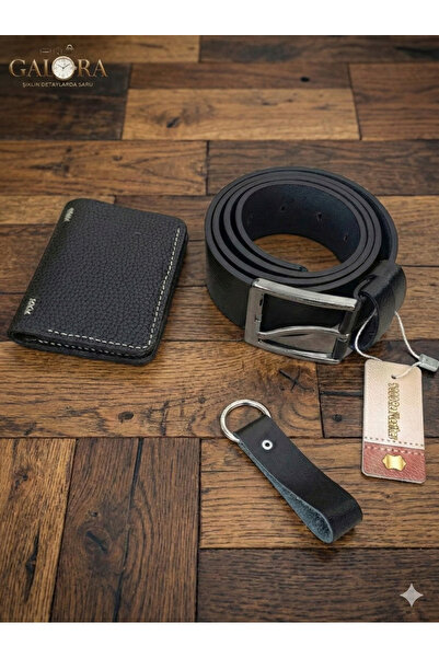 GALORA Genuine Leather Men's Gift Set - Wallet Belt Keychain High Quality (El...