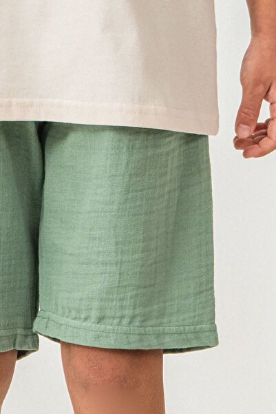 U.S. Polo Assn. Boy's Crew Neck Embroidered Summer Regular Fit Green Bermuda Suit Us2440-C-V1