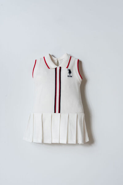 U.S. Polo Assn. فستان أبيض للفتيات الصغيرات