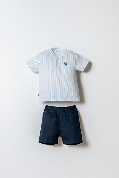 U.S. Polo Assn. طقم شورت أزرق للأولاد الرضع