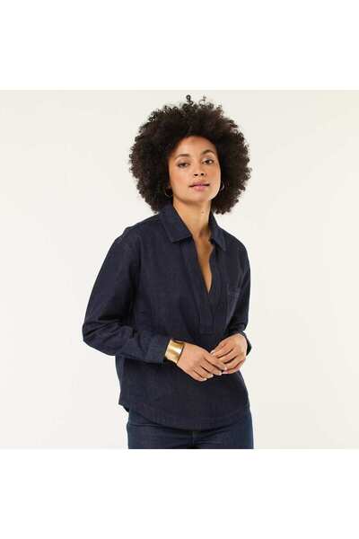 KIABI قميص جينز أزرق بأكمام طويلة