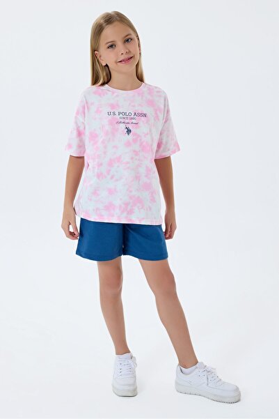 U.S. Polo Assn. Kız Çocuk Pembe Şort Takım