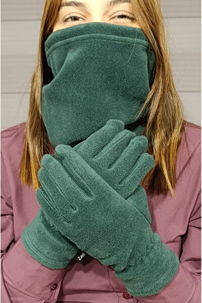 SEN'Z COLLECTİON YEŞİL KADIN POLAR BOYUNLUK ELDİVEN SET