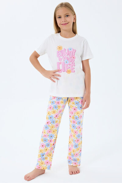 Rolypoly Set pijamale albe pentru fete