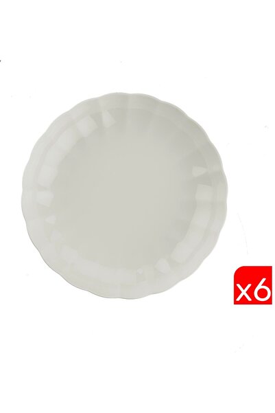 Kütahya Porselen Bone Luz Cream Deep Plate 20cm Set of 6