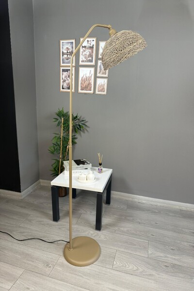 Bamyum Bohem Recycle İplik Jüt El Yapımı Alaca Ekru Hareketli Başlık Lambader...