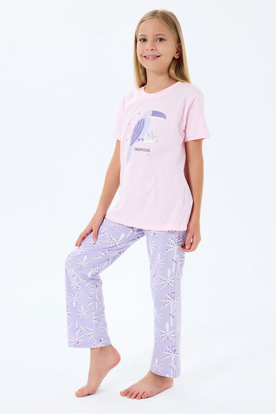 Rolypoly Розов пижамен комплект за момиче