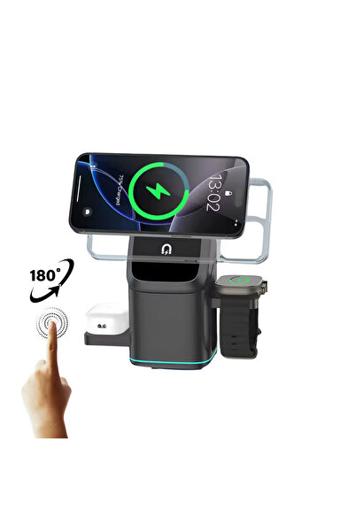 Empionics Încărcător wireless magnetic 3 în 1, încărcare rapidă 15W, rotație ...