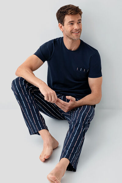 Arnetta Costum de pijama pentru bărbați bleumarin