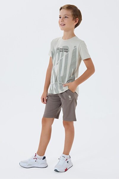 U.S. Polo Assn. Costum bermudă maro pentru băiat