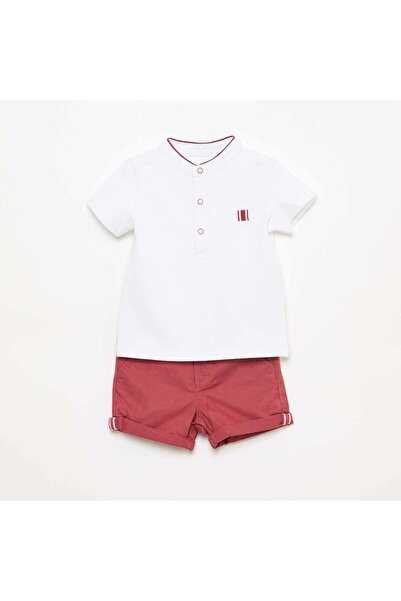 KIABI طقم قميص بولو وشورت - قطعتان بني