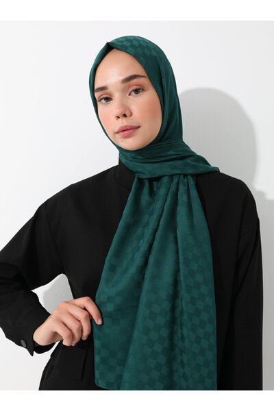TUVA Diamond - Small Checkerboard Pattern Shawl - Emerald Green -
