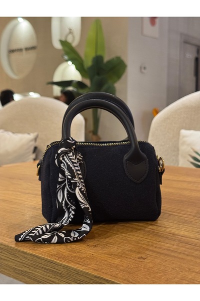 LİZZY BAG Suede Navy Blue Mini Single Compartment Zippered Adjustable Strap H...