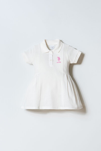 U.S. Polo Assn. فستان أبيض للفتيات الصغيرات