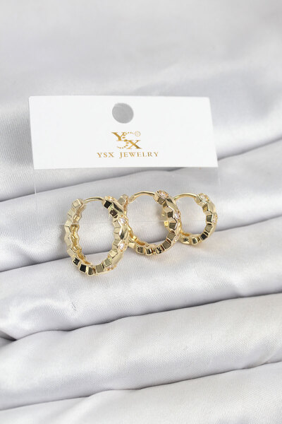 Marsilyan طقم أقراط من النحاس الذهبي اللون مرصع بحجر الزركون على شكل خلية الن...