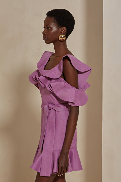 Dahlia Bianca Rafaelly Keten Elbise