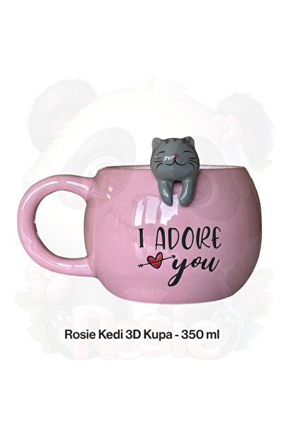 ROSIE Kedi Figürlü 3D Seramik Kupa 350 ml
