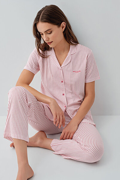 Pierre Cardin Women's Pink Shirt Pajama Set