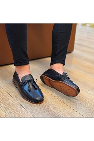 Parlak Püsküllü Hakiki Deri Corcik Ayakkabı