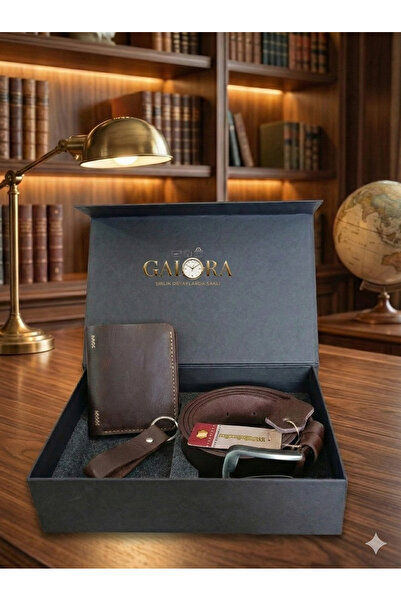 GALORA Genuine Leather Men's Gift Set - Wallet Belt Keychain High Quality (El...
