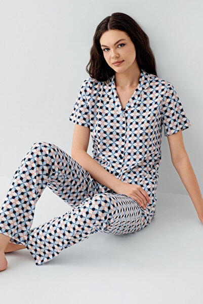 Arnetta Γυναικείο Σετ Πιτζάμες Μπλε Πουκάμισο
