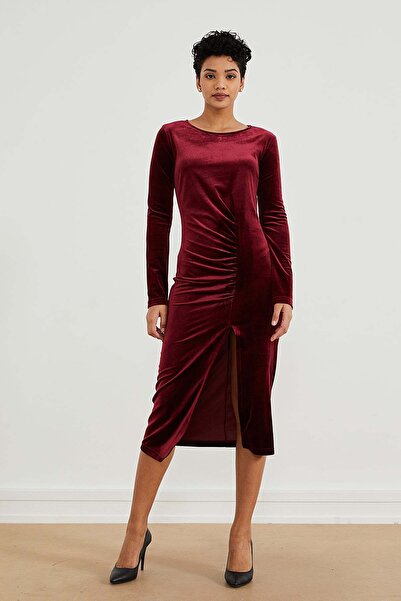 PAULMARK Кадифена рокля с волани и цепки