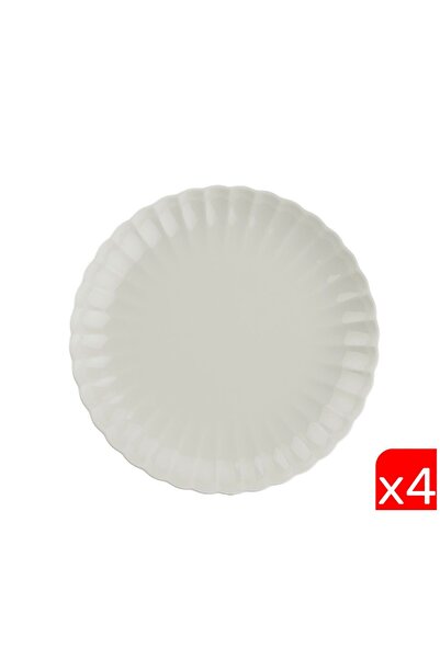 Kütahya Porselen Bone Luz Cream Serving Plate 27cm Set of 4