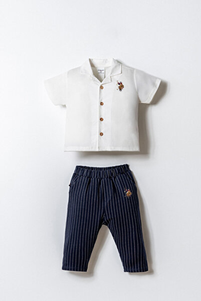 U.S. Polo Assn. بدلة طفل رضيع بني