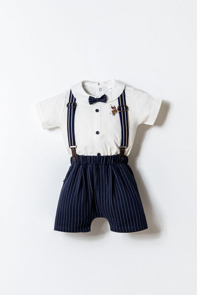 U.S. Polo Assn. طقم شورت أبيض للأطفال الذكور