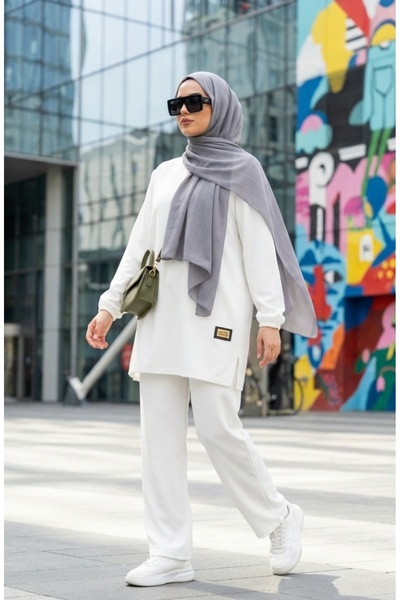 sefamerve Arma Detailed Tunic Trousers Double Suit 0231-02 White