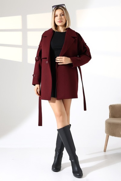 CİXAPLE Kaşe Kısa Kaban