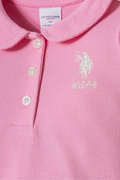 U.S. Polo Assn. Baby Girl Polo Collar Embroidered Summer Regular Fit Pink Dress Usb3027-C-V2
