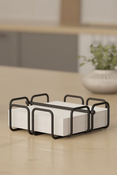 zabata Desktop Metal Napkin Holder Black and Modern Napkin Organizer
