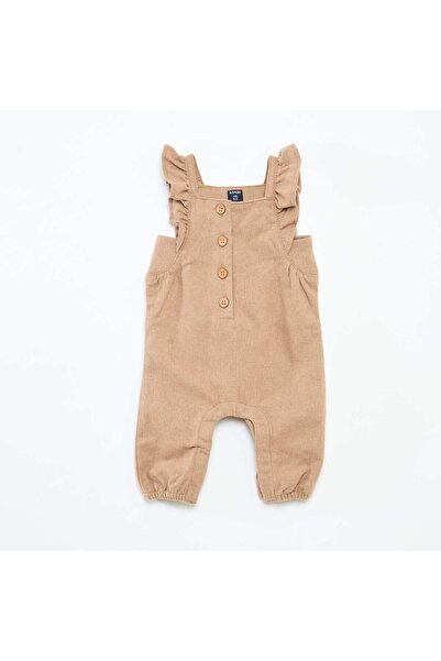 KIABI Cotton Flannel Long Romper BROWN