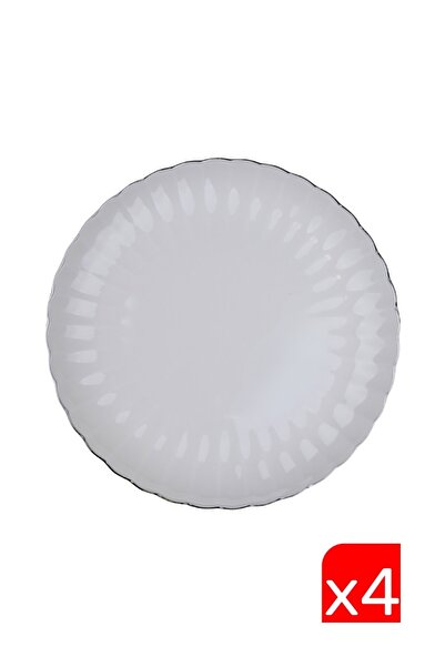 Kütahya Porselen Bone Luz Platin Mesh Cake Plate 21cm Set of 4