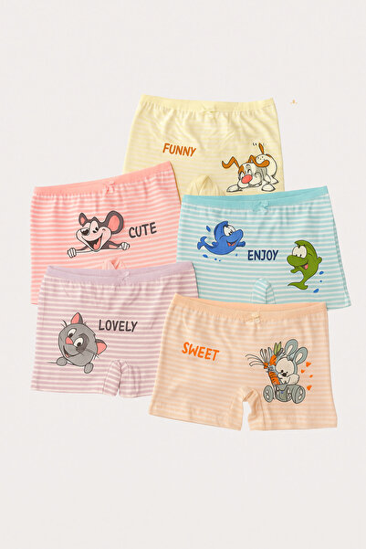Katia&Bony Girl's animal patterned 5-piece boxer set