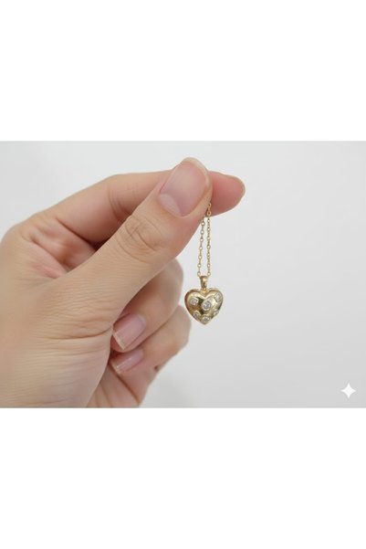 AKFECAN Steel 316L Zircon Stone Openable Heart Lolye