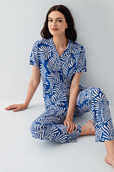 Arnetta Women's Navy Blue Shirt Pajama Set