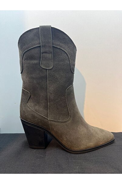 VEYİS USTA Genuine Suede Leather 8 cm Tpk Svri̇ Toe Stylish Boots