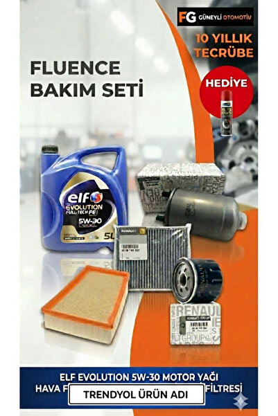 ORJİNALL Renault Fluence Bakım Seti Elf 5w30 Yağ + Hava Polen Yağ Yakıt Filtr...